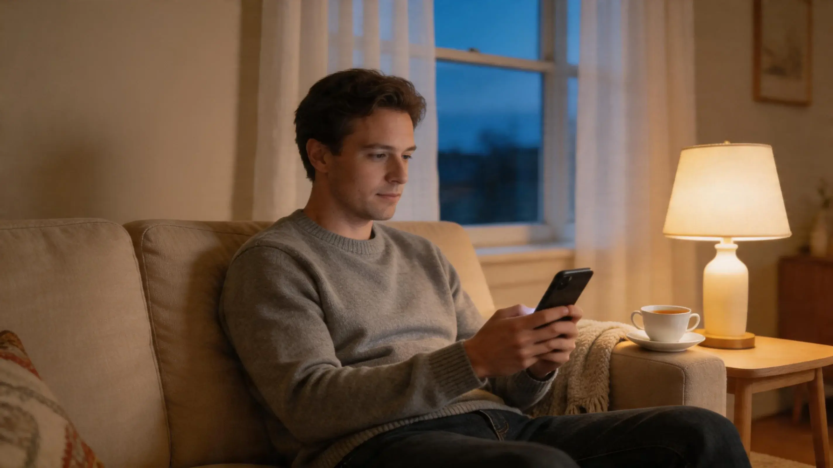 Person using smartphone with responsible gambling tools and support resources displayed